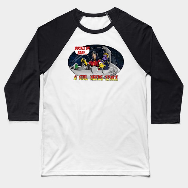 Girls are Starfighters too! Baseball T-Shirt by BixelBoone